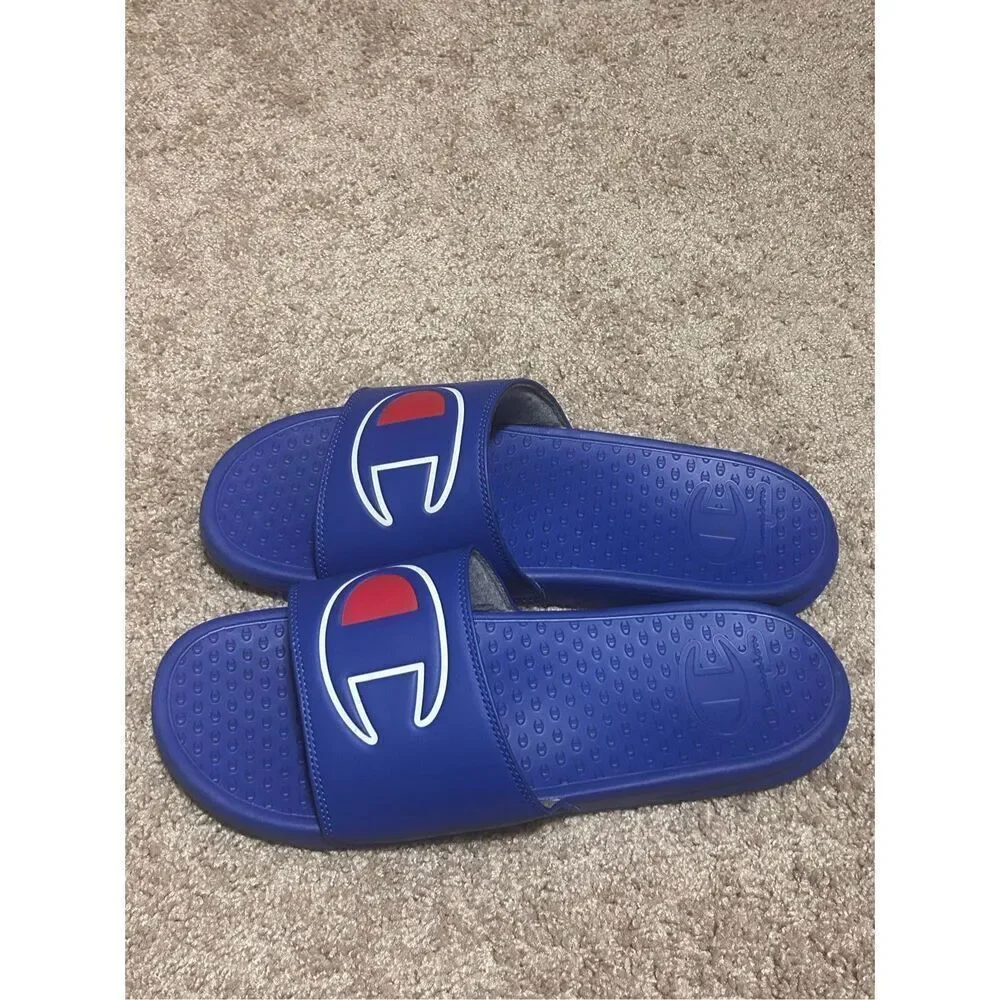 Champion blue slides / sandals size 14